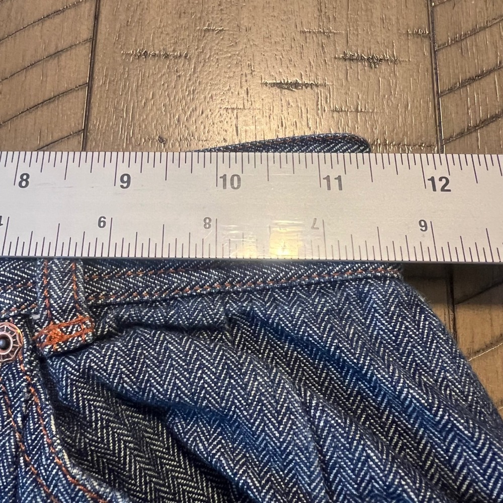 Betty's Blue Shinji Abe Vintage Japanese Denim Maxi Skirt Button Herringbone Md* - Picture 3 of 7